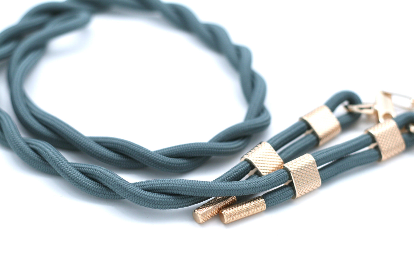 2in1 Handyhülle & Karabinerband in Gold/Petrol