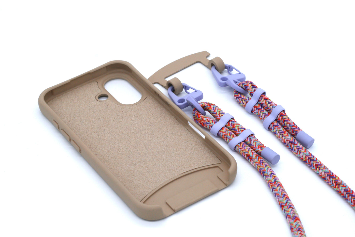 2in1 Handyhülle mit Karabinerband Lila / Bunt