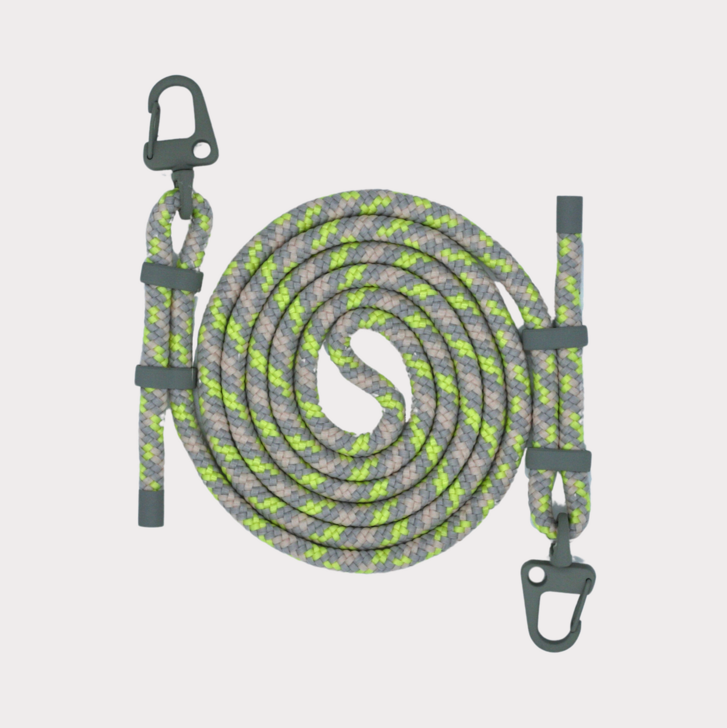 Handyband abnehmbar mit Karabiner in Grau und neon