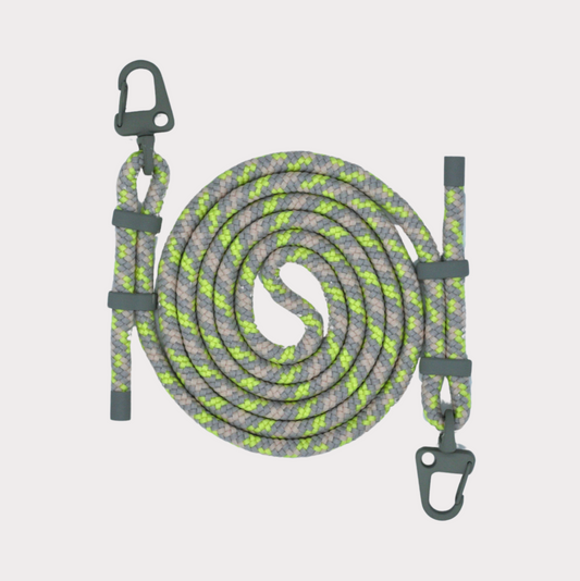 Handyband abnehmbar mit Karabiner in Grau und neon